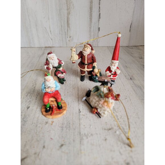 Santa Claus ski elf ornament Xmas set tall hat unique figure - Picture 1 of 6